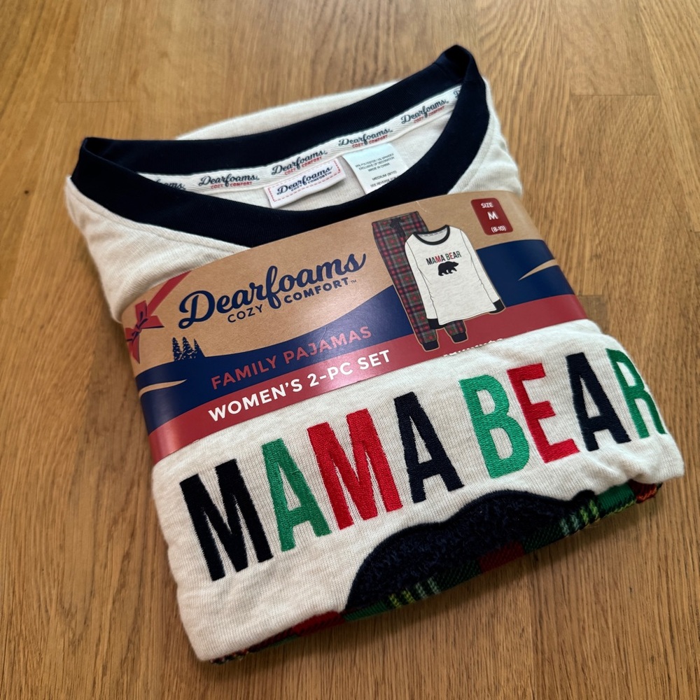 Dearfoams MEDIUM Mama Bear Cozy Plaid Pajama Set NEW